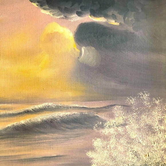 Original Acrylic Painting Ocean Shore Scene by CT - Picture 4 of 9